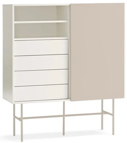 Cassettiera beige/color crema con porte scorrevoli 120x140x45 cm Nube – Teulat