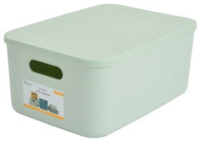 Scatola con coperchio in verde chiaro in plastica 35,5x25,5x16 cm – Homéa