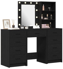 Set trucco 3 pezzi con led in legno nero