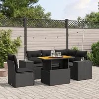 Set Divano da Giardino 6 pz con Cuscini Nero in Polyrattancod mxl 112717