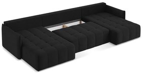 Divano angolare nero allungabile/con contenitore (a U) Moku – Makamii