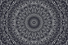 Carta da parati autoadesiva – Mandala in stile vintage in bianco e nero