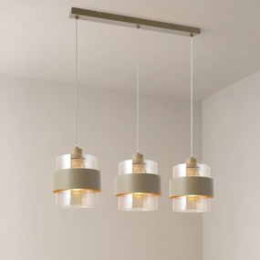 Lampadario a sospensione con cavo VALENTINO 3xE27/15W/230V beige/trasparente