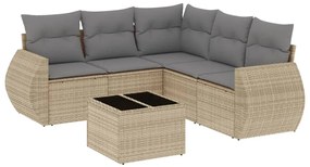 Set divano da giardino 6 pz con cuscini beige in polyrattan