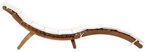 Lettino prendisole con cuscino in legno massello d&#039;acacia crema