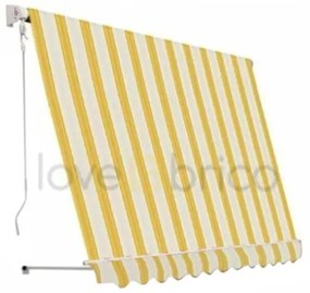 Tenda Da Sole Sangiorgio 300x250 A Caduta Senza Cassonetto Con Braccetti Telo Giallo A Righe