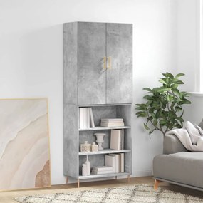 Credenza Grigio Cemento 69,5x34x180 cm in Legno Multistrato