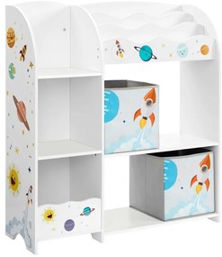 Libreria per bambini ANET con scatole in tessuto bianco