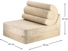 Poltrona per bambini marrone chiaro con rivestimento in velluto a coste Flipster – Wigiwama