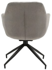 Set di poltroncine girevoli STONESTOWN in tessuto grigio e gambe in metallo nero, con braccioli