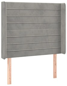 Testiera a led grigio chiaro 93x16x118/128 cm in velluto