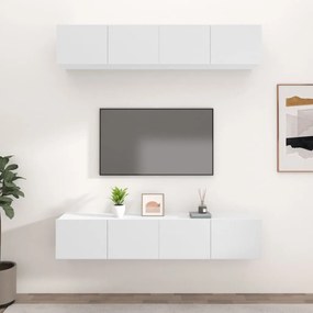 Mobili tv 4 pz bianchi 80x30x30 cm in legno multistrato