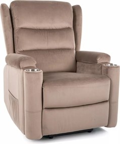 Poltrona reclinabile Minos Velvet – beige scuro