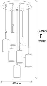 Lampada a sospensione per 7 lampadine in Kem Tube oro - Opviq lights