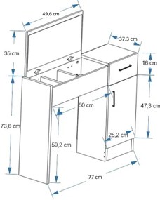Toeletta INCI 108,8x77 cm pino atlantic/bianco