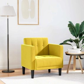 Divano Sedia Con Braccioli Giallo 53 Cm İn Velluto /