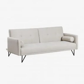 Divano 3 Posti Reclinabile In Tessuto Jehrd Tessuto Beige Crema - Sklum
