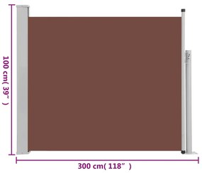 Tenda Laterale Retrattile per Patio 100x300 cm Marrone