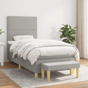 Giroletto A Molle Con Materasso Grigio Chiaro100x200 Cm Tessuto /