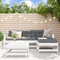 Set Divani da Giardino 5pz con Cuscini in Legno Massello Bianco 3185795