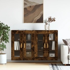 Armadietti A Parete 2 Pz Rovere Fumo İn Legno Multistrato /