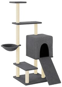 Albero per gatti con tiragraffi in sisal grigio scuro 130,5 cm