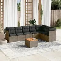 Set Divano da Giardino 8 pz con Cuscini Grigio in Polyrattan 3223680