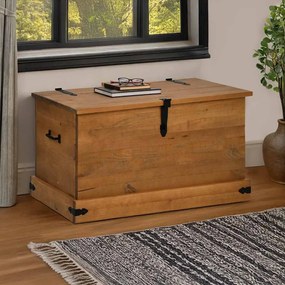Cassapanca Halden 91x48x47 Cm İn Legno Massello Di Pino /