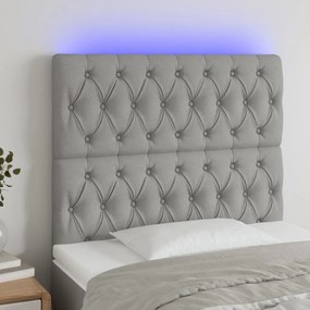 Testiera A Led Grigio Chiaro 90x7x118/128 Cm İn Tessuto /