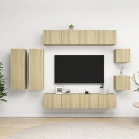 Set di mobili porta tv 8 pz rovere sonoma in legno multistrato