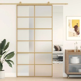 Porta Scorrevole Oro 102,5x205 Vetro Smerigliato Esg Alluminio /