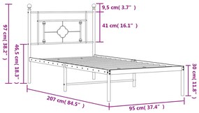 Giroletto con Testiera Metallo Bianco 90x200 cm