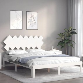 Giroletto con Testiera Bianco 140x190 cm in Legno Massello