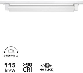 Faro LED Lineare 24W per Binario Monofase Orientabile Bianco - 100° Colore Bianco Naturale 4.000K