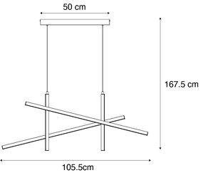 Lampada a sospensione di design X nera con oro con LED dimmerabile a 3 livelli - Joy