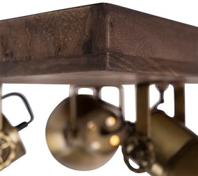 Plafoniera in bronzo con legno 3 luci - Mangoes