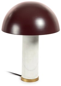 Kave Home - Lampada da tavolo Zorione in marmo bianco e metallo finitura verniciata marrone
