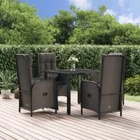 Set da Pranzo da Giardino 5 pz Nero con Cuscini in Polyrattan 3185065