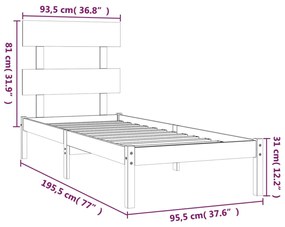 Giroletto Nero in Legno Massello 90x190 cm Single