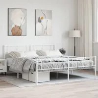 Giroletto con Testiera e Pediera Metallo Bianco 200x200 cm 372253