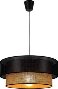 Lampadario a cavo BORHO 1xE27/60W/230V Ø 40 cm nero/iuta