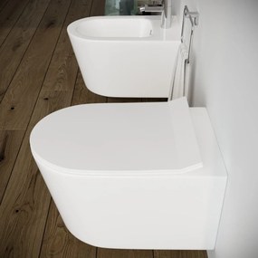 Vaso WC Round sospeso filo muro in ceramica completo di sedile softclose