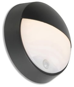 Lampada da parete per esterni nera con LED e sensore di movimento IP54 - Hortus