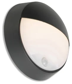 Lampada da parete per esterni nera con LED e sensore di movimento IP54 - Hortus