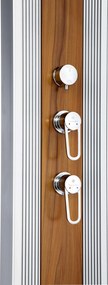 Doccia Solare Ibrida da Giardino 40L Miscelatore e Doccetta Lavapiedi Alluminio Metallizzato/Legno...