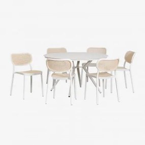 Set tavolo rotondo in alluminio (Ø126 cm) Valerie e 6 sedie - Sklum
