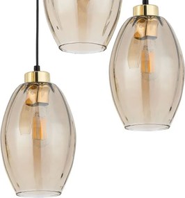Lampadario LED sospeso a cavo SEBO 3xE27/15W/230V nero/beige fumé