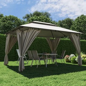 Gazebo 302x403 cm in acciaio grigio scuro, copertura tortora - Oxis NATERIAL