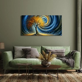 Quadro su tela – Vortice magico con foglie dorate