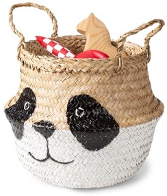 Cesto portagiochi da bambini in seagrass bianco e naturale ø 25x24 cm Panda - Compactor